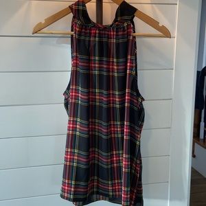 J.Crew plaid loose fitting sleeveless blouse, size 4